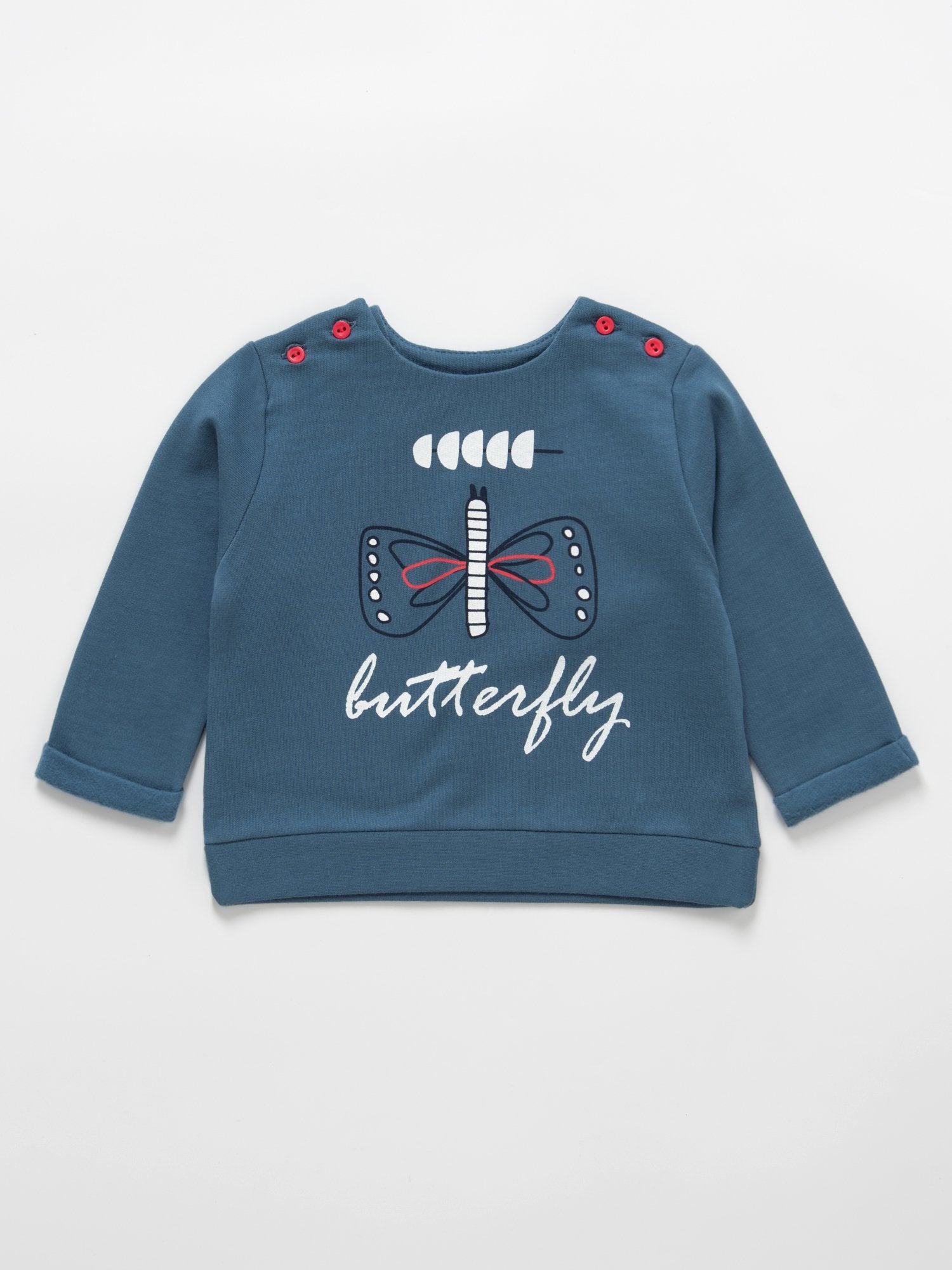 Artie - My Little Butterfly - Blue French Terry Baby Jumper 3-9 months - Stylemykid.com