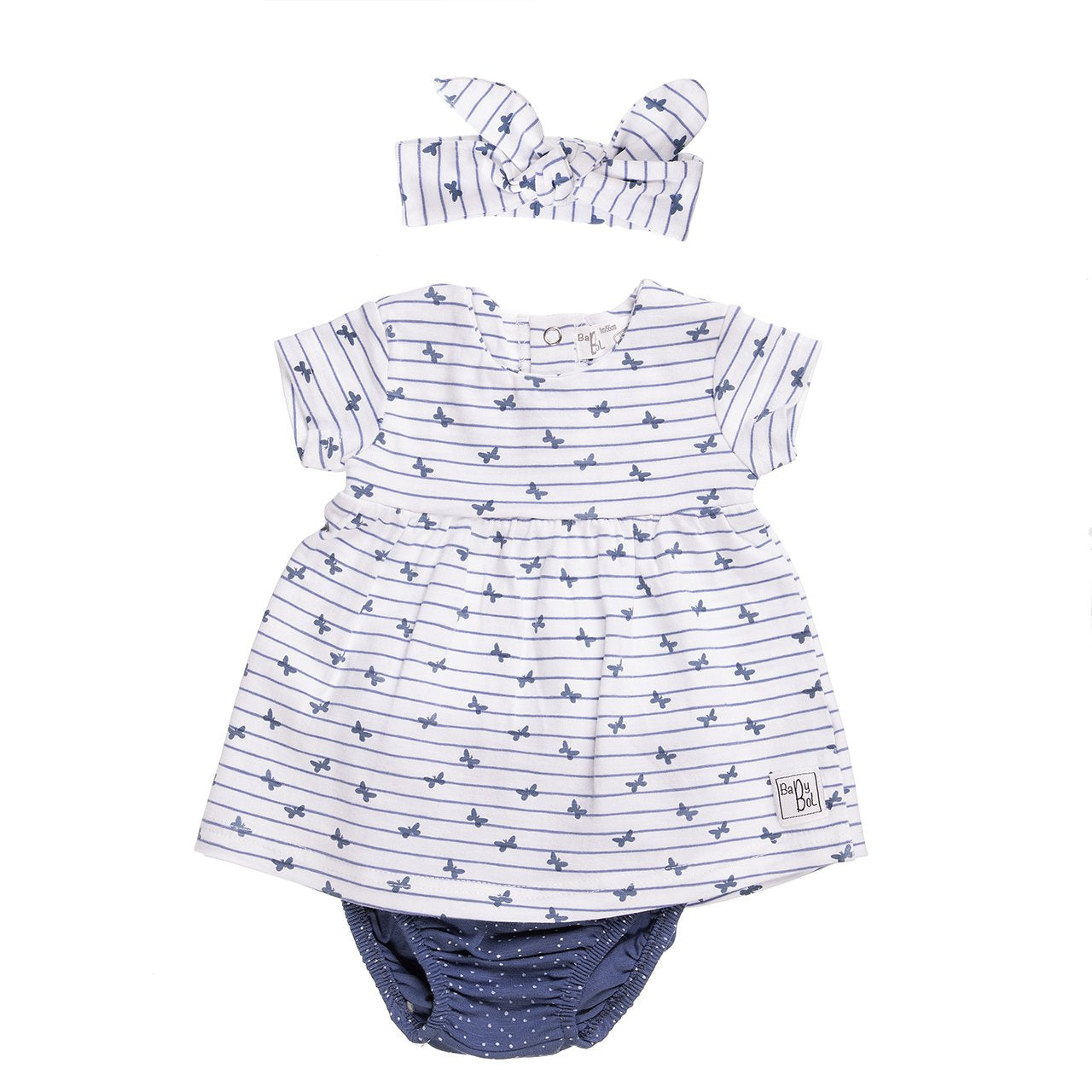 Babybol - Fluttering Butterflies Dress, Knickers & Headband Baby 3 Piece Outfit 9 to 18 Months - Stylemykid.com