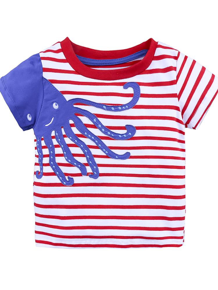 Boys Octopus Striped T-Shirt - 12 to 18 months - Stylemykid.com