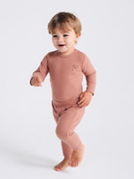 Artie - Ribbed Chestnut Baby Bodysuit With Bear Embroidery - From 0 to 18 Months - Stylemykid.com