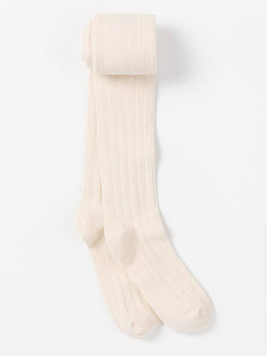 Artie - Cream Ribbed Girls Tights - Stylemykid.com