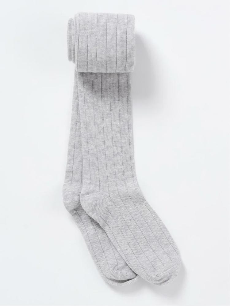 Artie - Light Grey Ribbed Girls Tights - Stylemykid.com