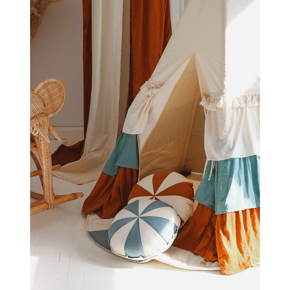 Circus Teepee Tent With Frills - Beige, Blue, Brown - Stylemykid.com