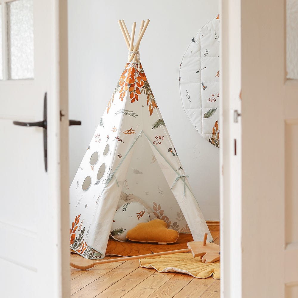 Forest Friends Teepee And Mat Set - White, Brown, Red, Green, Blue - Stylemykid.com