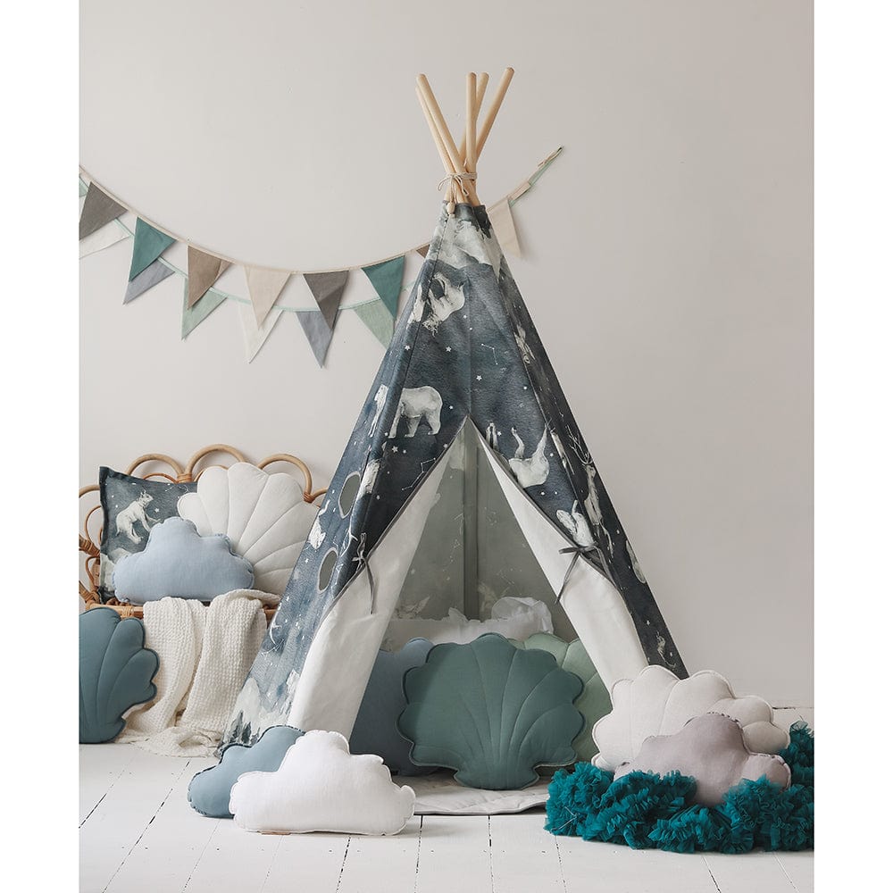 Night Sky Teepee Tent - Navy Blue, White - Stylemykid.com