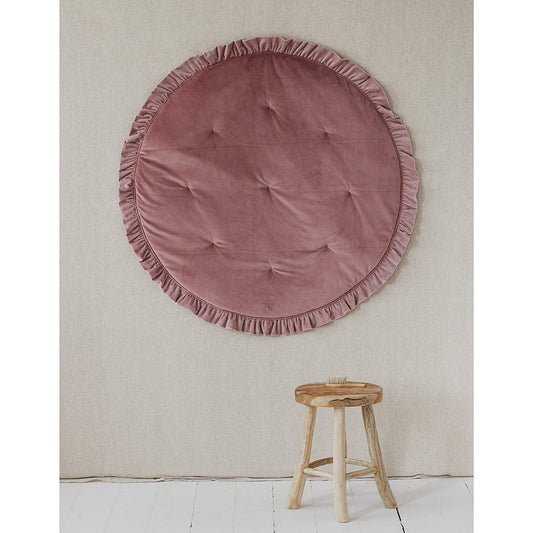 Soft Velvet Mat With Frill Dirty Pink - Dark Pink - Stylemykid.com