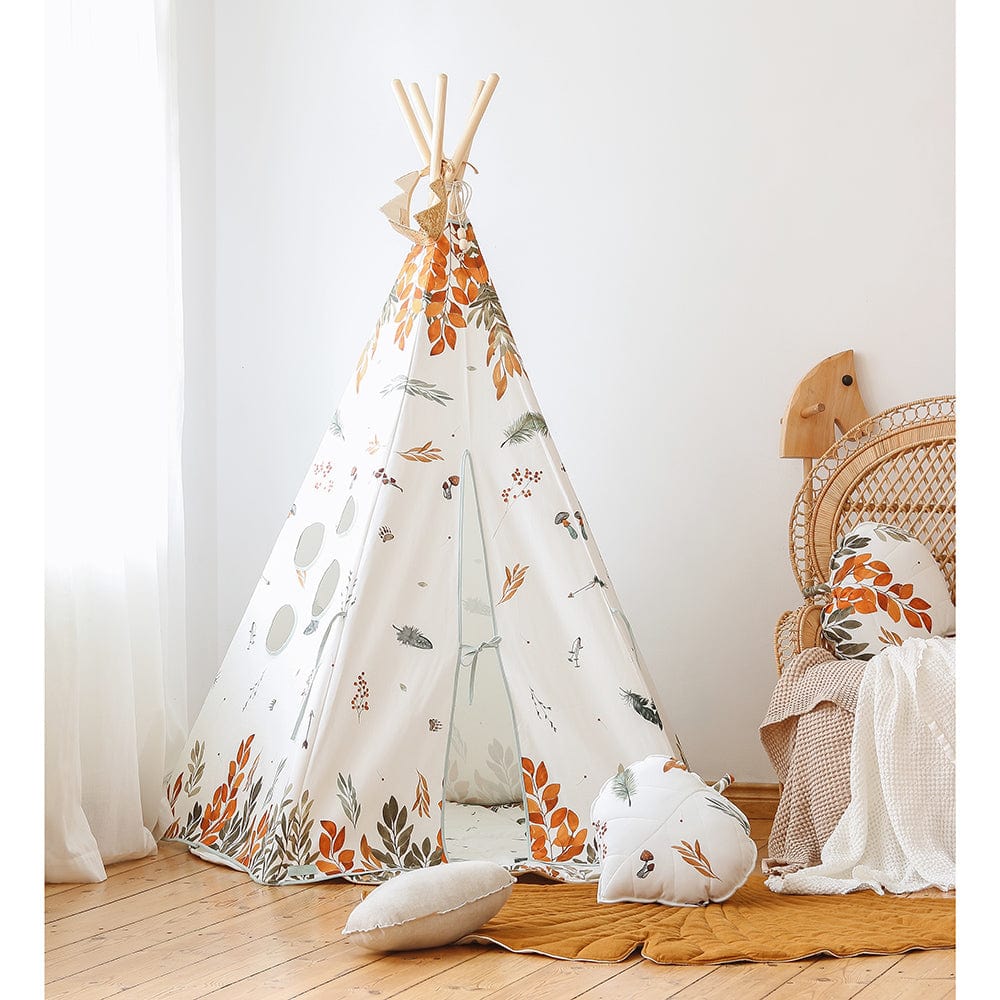 Forest Friends Teepee And Mat Set - White, Brown, Red, Green, Blue - Stylemykid.com