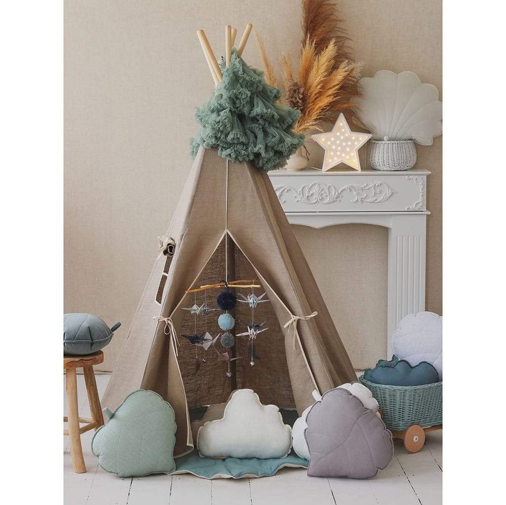 Natural Linen Teepee And Mat Set - Beige - Stylemykid.com