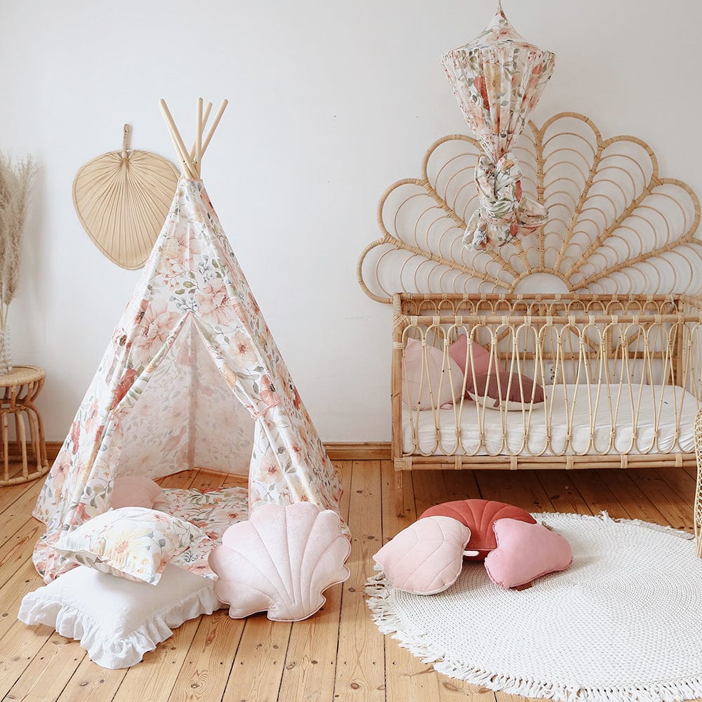 Flower Power Teepee Tent - Beige, Pink, Red, Green - Stylemykid.com