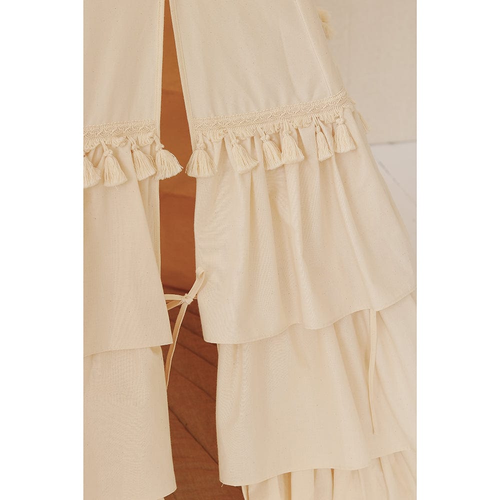 Teepee With Frills Folk - Beige With Colourful Embroidery - Stylemykid.com