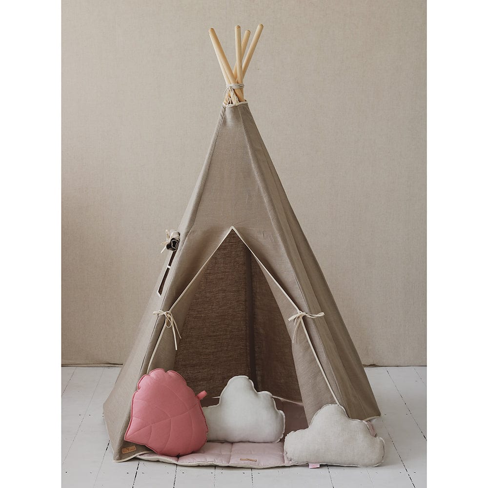 Natural Linen Teepee And Mat Set - Beige - Stylemykid.com