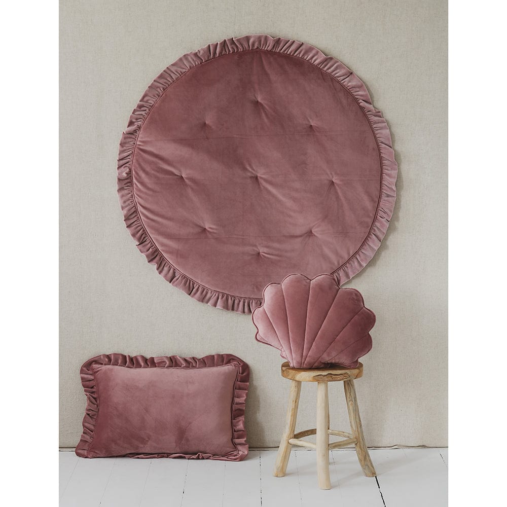 Soft Velvet Mat With Frill Dirty Pink - Dark Pink - Stylemykid.com