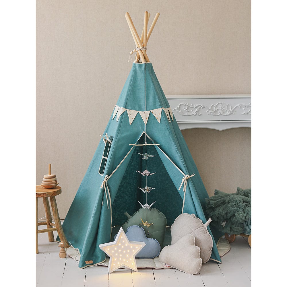 Gold Star Teepee Tent With Garland - Blue - Stylemykid.com