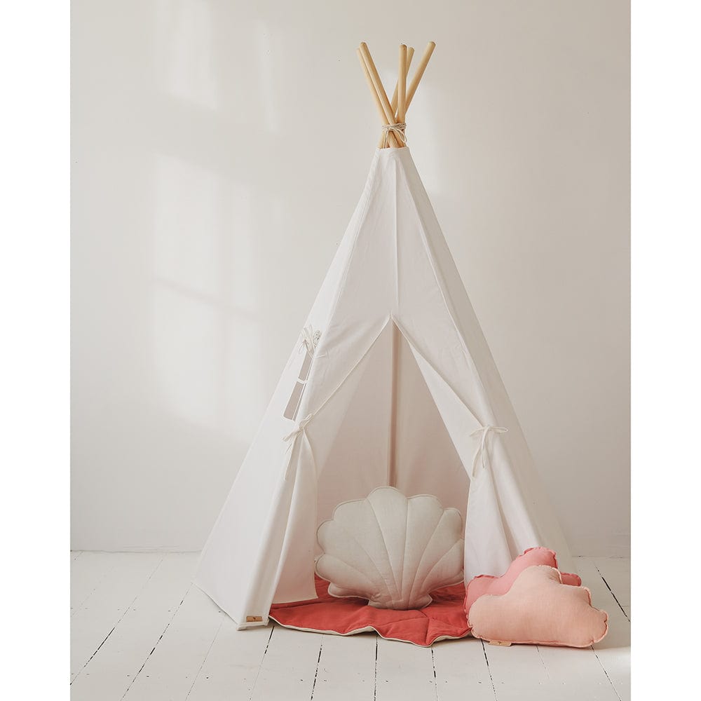 Snow White Teepee And Leaf Mat Set - White - Stylemykid.com