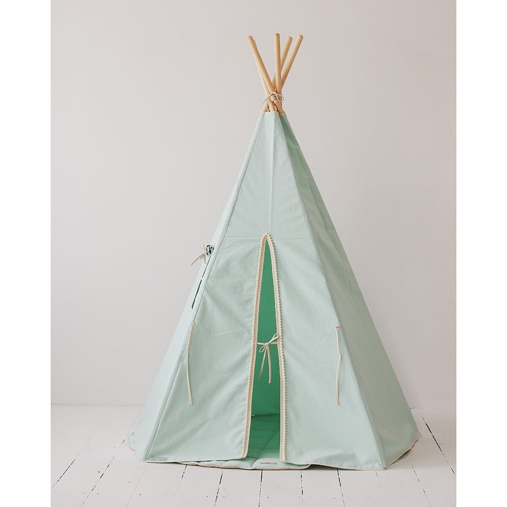 Mint Fog Teepee Tent With Pompoms - Light Green - Stylemykid.com