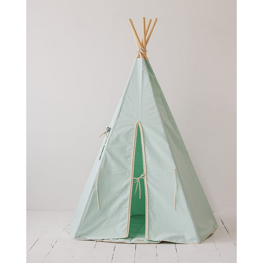 Mint Fog Teepee Tent With Pompoms - Light Green - Stylemykid.com