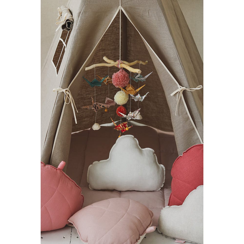 Natural Linen Teepee And Mat Set - Beige - Stylemykid.com