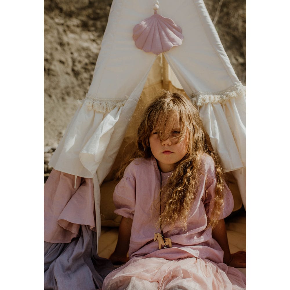 Powder Frills Teepee Tent With Frills - Beige, Pink, Grey - Stylemykid.com