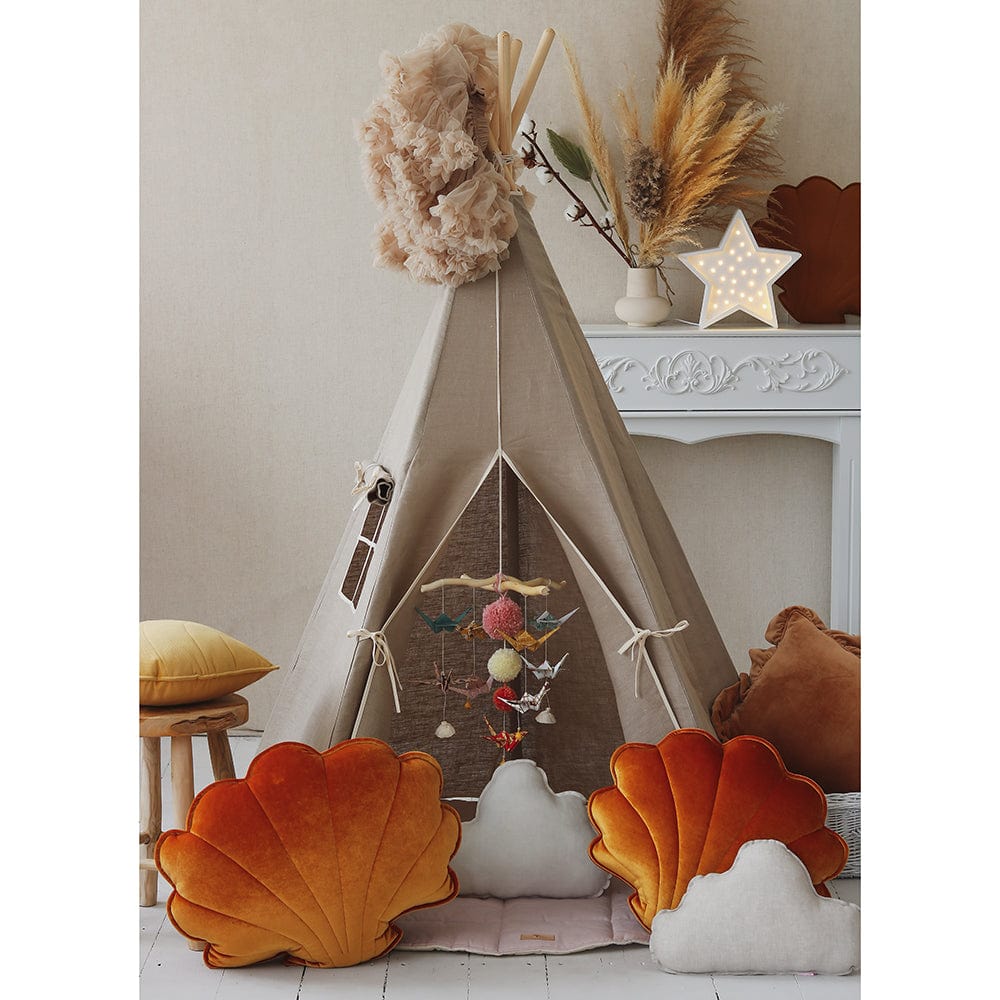 Natural Linen Teepee And Mat Set - Beige - Stylemykid.com