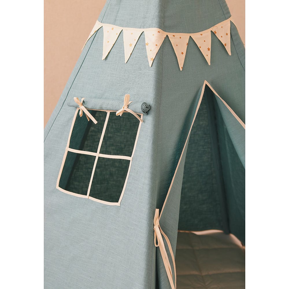 Gold Star Teepee Tent With Garland - Blue - Stylemykid.com