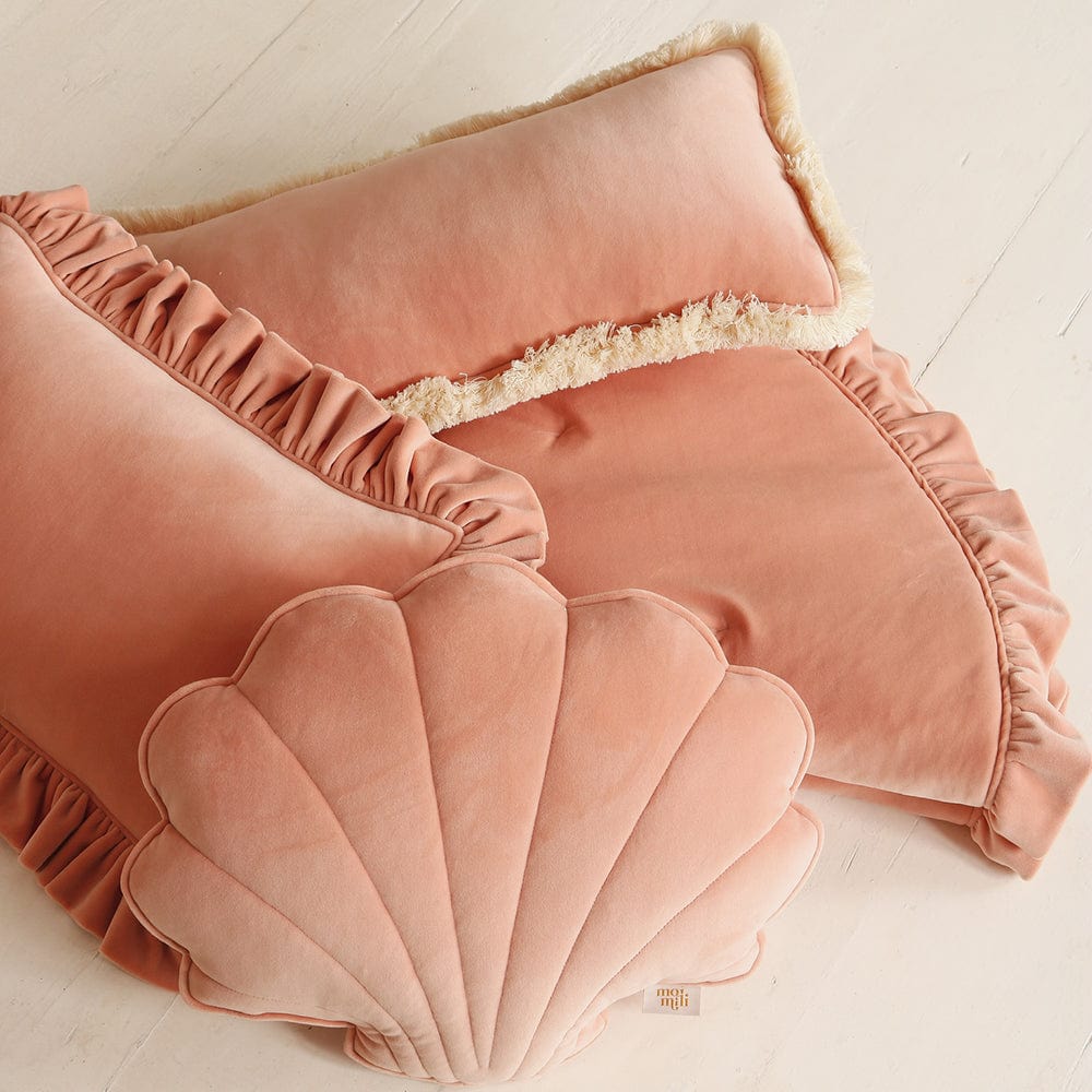 Soft Velvet Mat With Frill Apricot - Light PeachÊ - Stylemykid.com