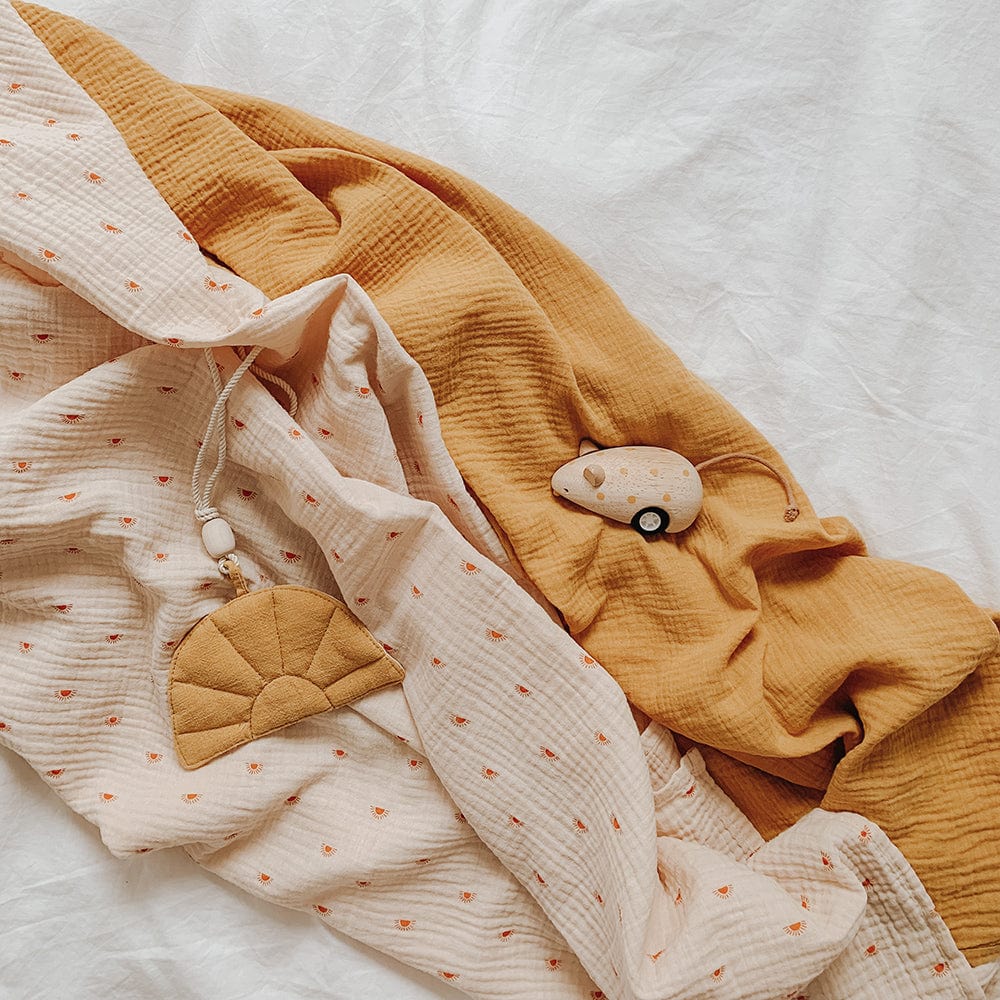 Organic Muslin Swaddle Blanket For Baby By Moi Mili Ochre