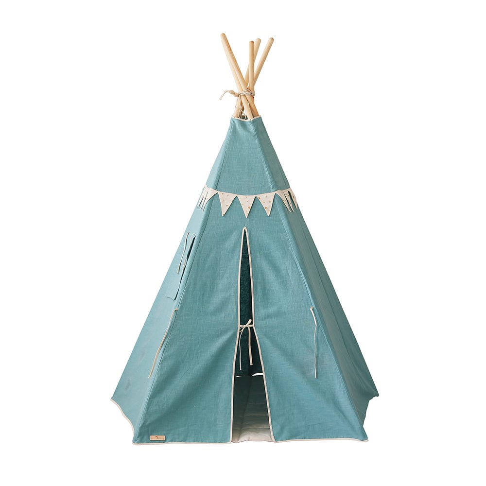 Gold Star Teepee With Garland And Mat Set - Blue, Grey - Stylemykid.com
