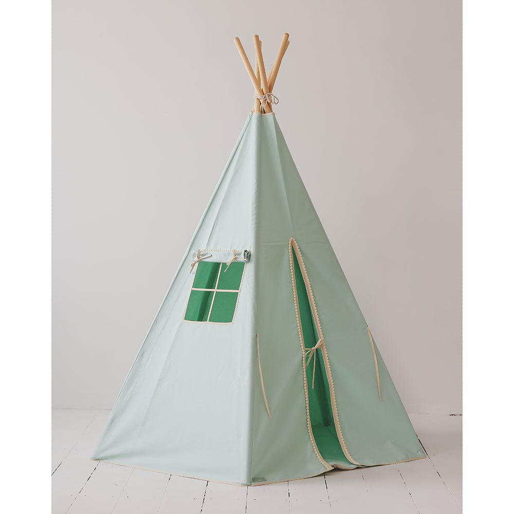 Mint Fog Teepee With Pompoms And Mat Set - Light Green - Stylemykid.com