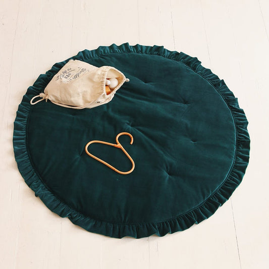 Soft Velvet Mat With Frill Emerald - Dark Green - Stylemykid.com