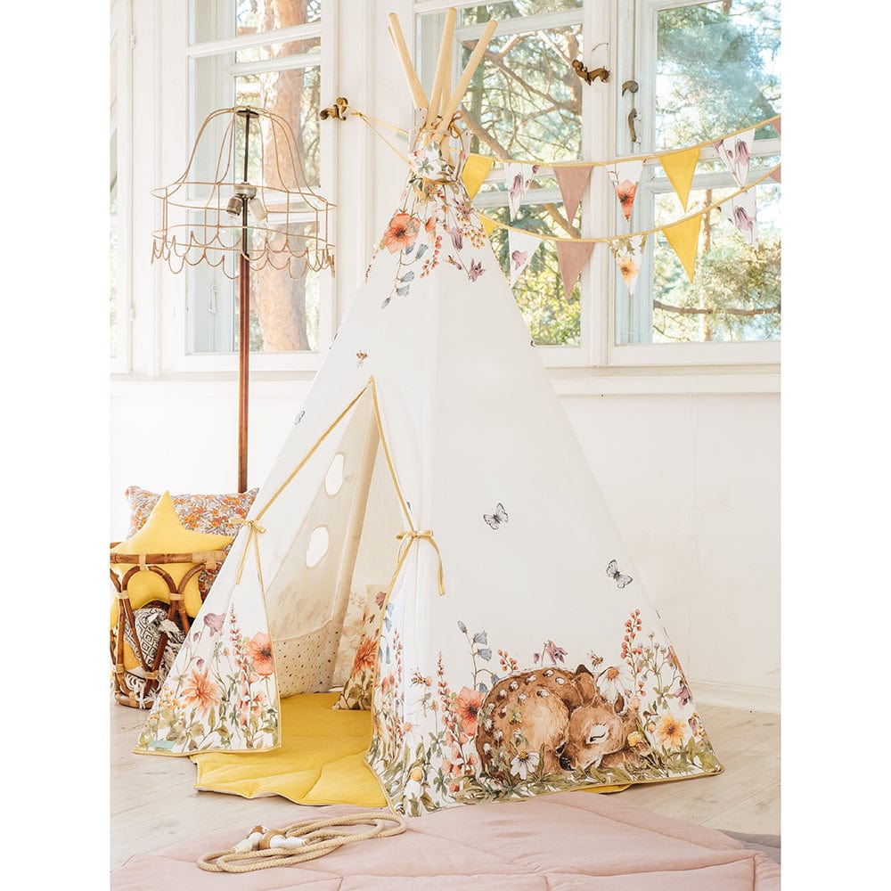 Wildflowers Teepee Tent - White, Brown, Red, Green, Blue - Stylemykid.com