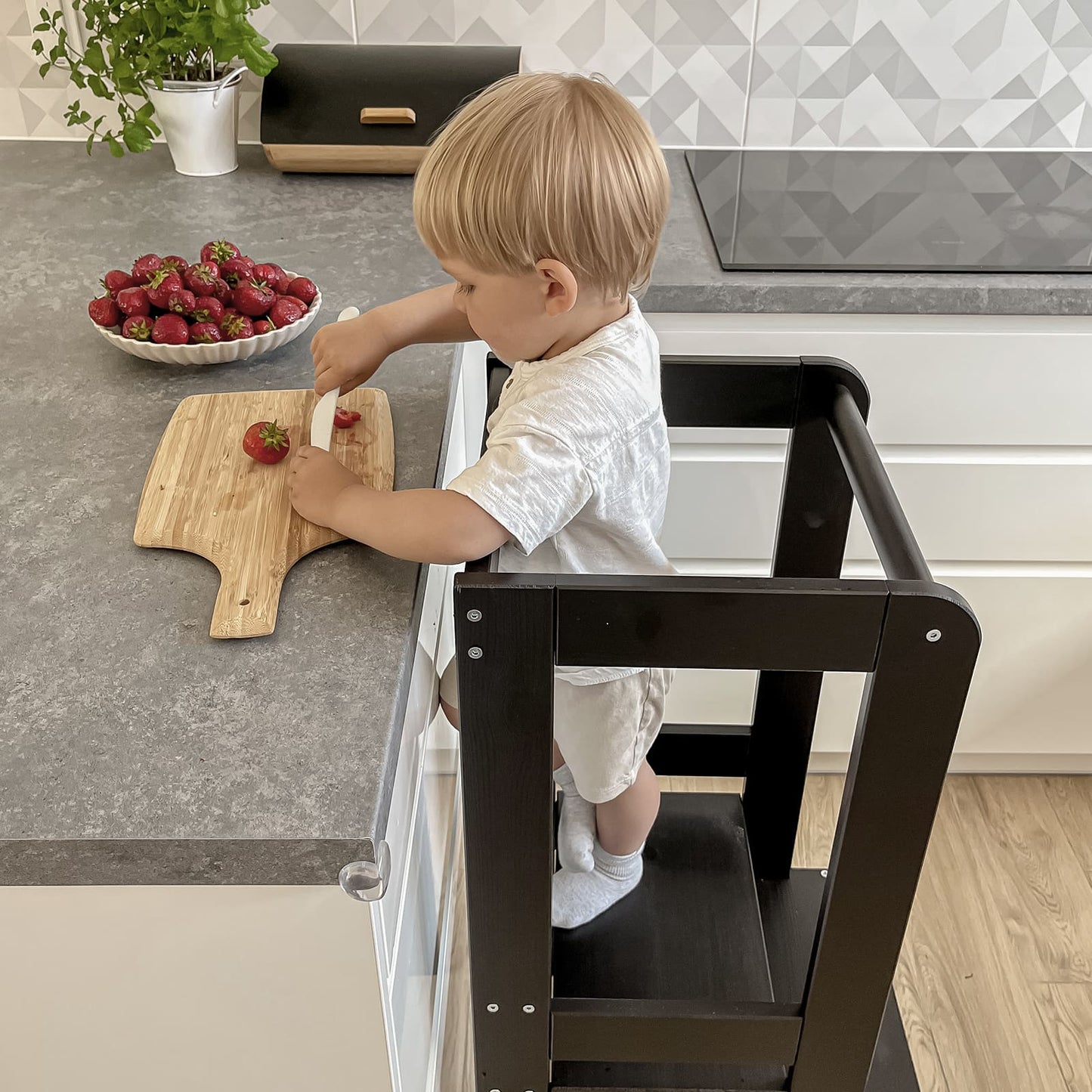 MeowBaby Wooden Kitchen Helper - Learning Tower For Kids