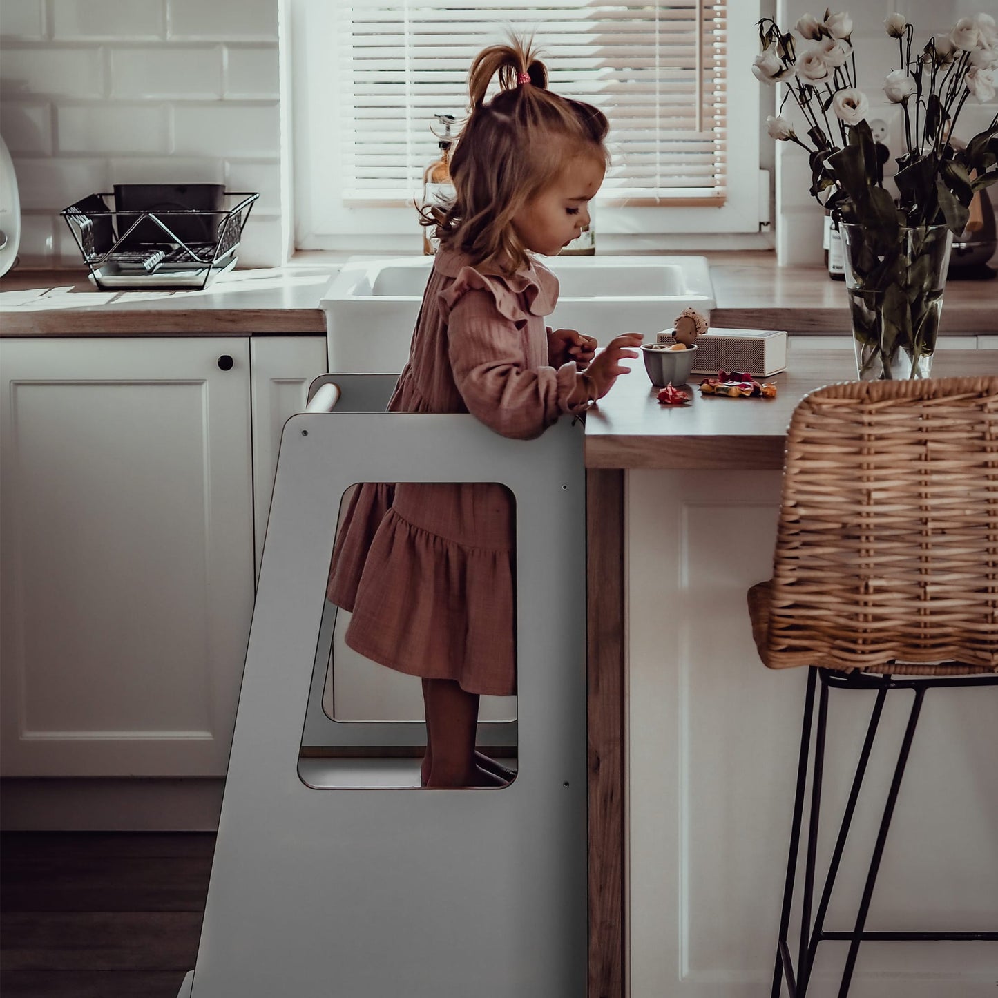 MeowBaby Plywood Kitchen Helper - Scandi Step Stool For Kids