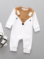 Friendly Fox Face White Baby Sleepsuit - Stylemykid.com