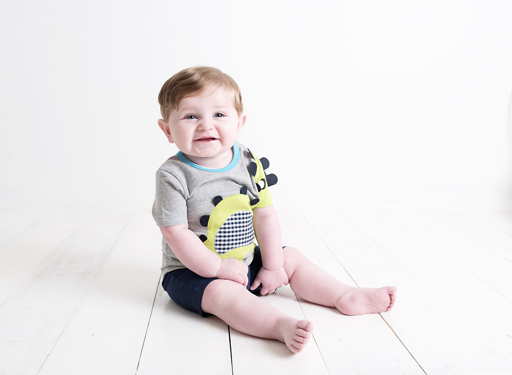 Spikey Dino Romper - Grey and Blue with Bright Dinosaur 3D Applique 6 to 12 months - Stylemykid.com