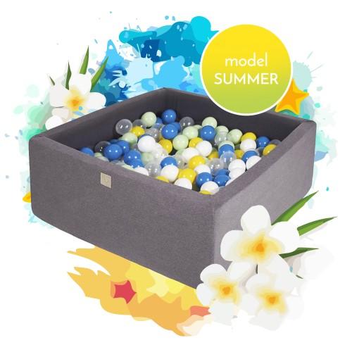 MeowBaby - Summer - Luxury Square Kids Ball Pit - Complete set with 300 Balls - 90cm Diameter (UK and Europe Only) - Stylemykid.com