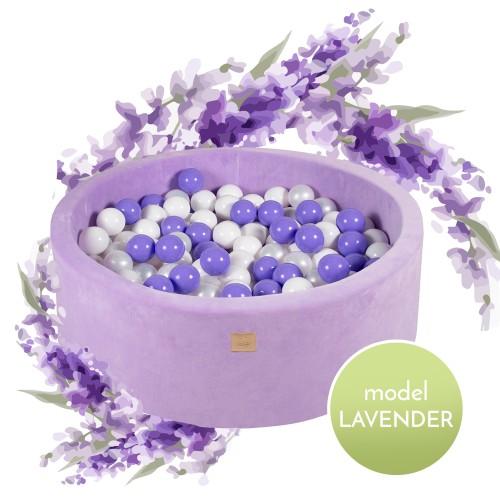 MeowBaby - Lavender Velvet - Luxury Round Ball Pit Set with 250 Balls - Kids Ball Pool - 90cm Diameter (UK and Europe Only) - Stylemykid.com