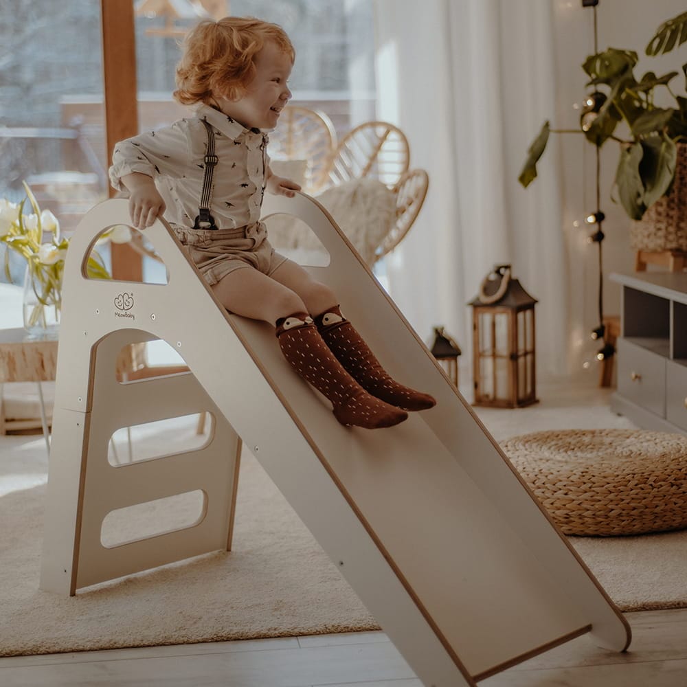 Wooden Indoor Slide for Kids By MeowBaby Grey