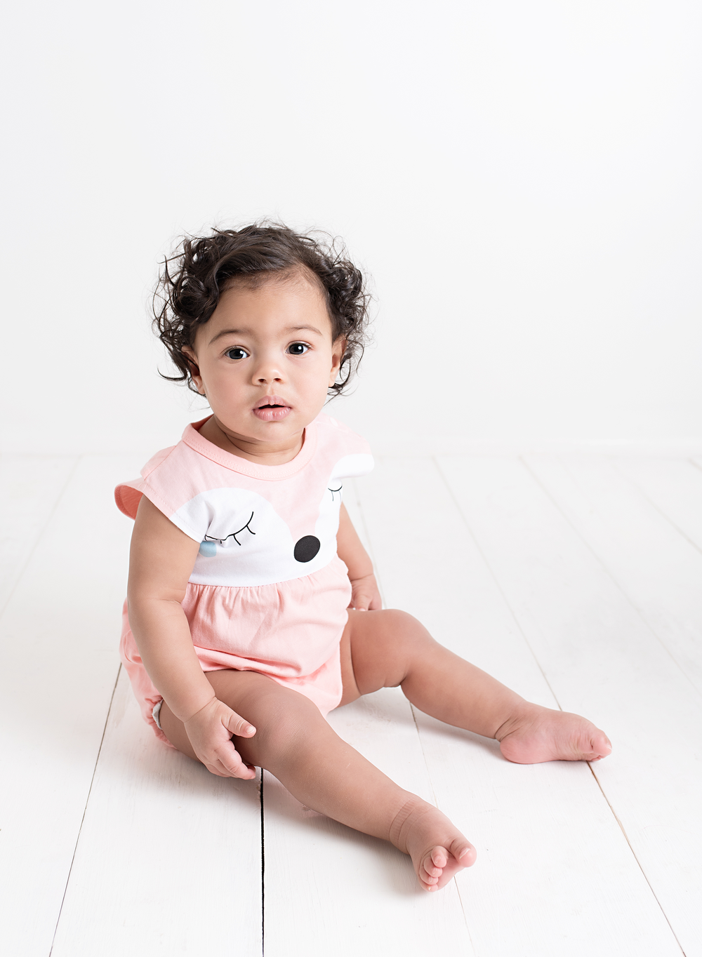 Blushing Fox Romper - Coral and White Fox Face Design 18 to 24 Months - Stylemykid.com
