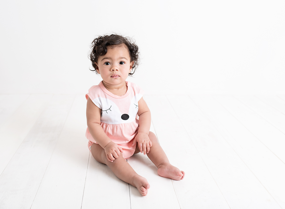 Blushing Fox Romper - Coral and White Fox Face Design 18 to 24 Months - Stylemykid.com