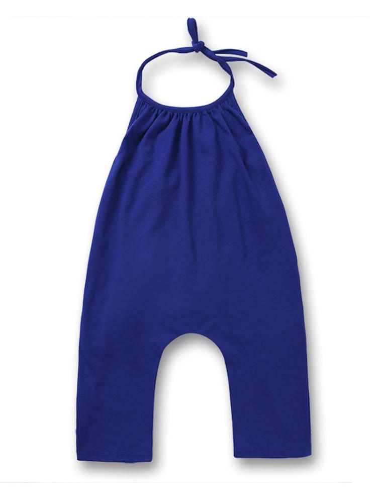 Deep Blue Halterneck Girls Sleeveless Playsuit with Pockets 4 to 5 years - Stylemykid.com