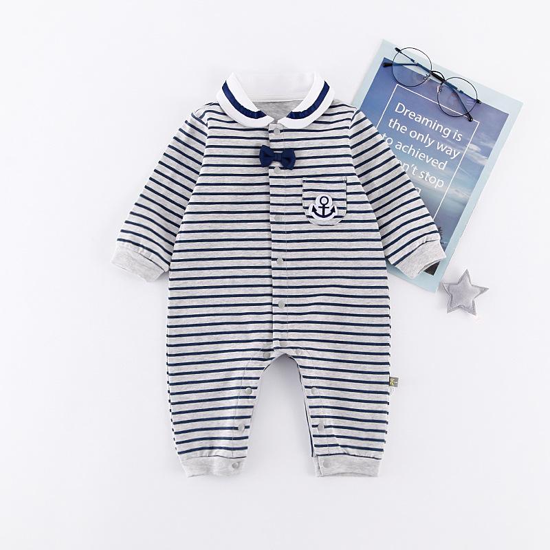 Navy Stripes & Bow - Gorgeous Striped Onesie Sleepsuit 9 to 12 months - Stylemykid.com