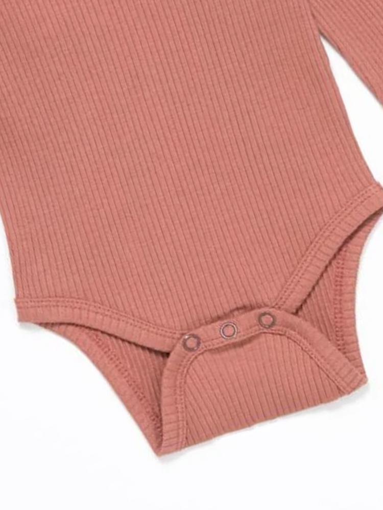 Artie - Ribbed Chestnut Baby Bodysuit With Bear Embroidery - From 0 to 18 Months - Stylemykid.com