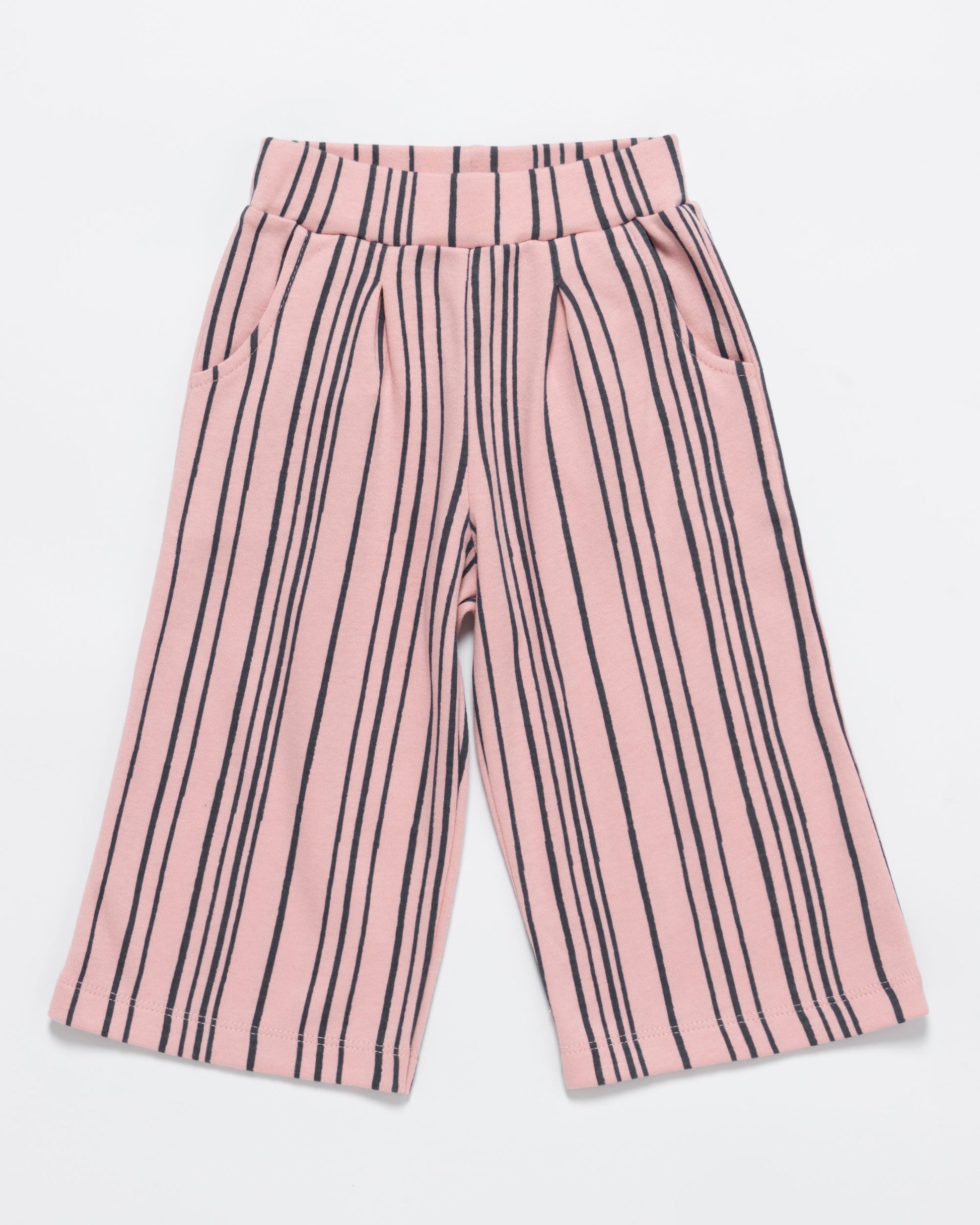 Artie - Super Stripey Wide Leg Trousers in Pink & Navy - Stylemykid.com