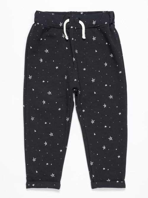 Artie - Starry Starry Night - Dark Blue & White Star Patterned French Terry Trousers 18m to 3Y - Stylemykid.com