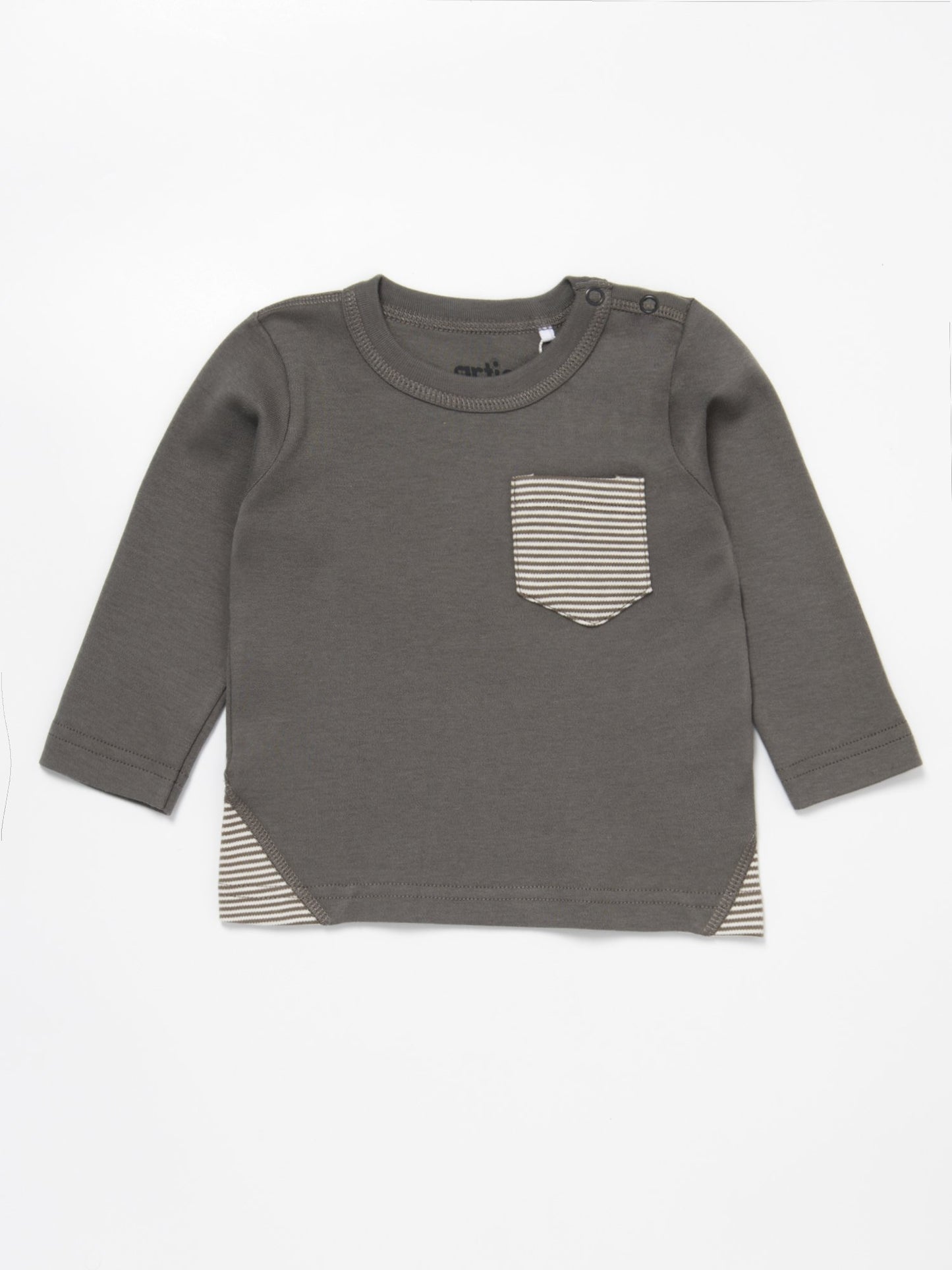 Artie - Baby and Toddler Stripes Grey Long Sleeve Top - From 0-3 Months to 2 years - Stylemykid.com