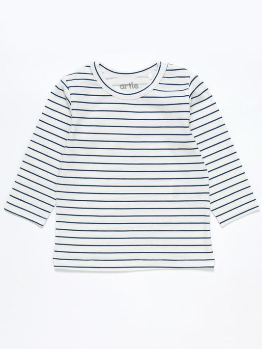 Artie - White & Blue Striped Long Sleeve Top 9-12M and 2-3Y - Stylemykid.com
