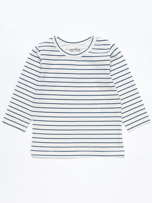 Artie - White & Blue Striped Long Sleeve Top 9-12M and 2-3Y - Stylemykid.com