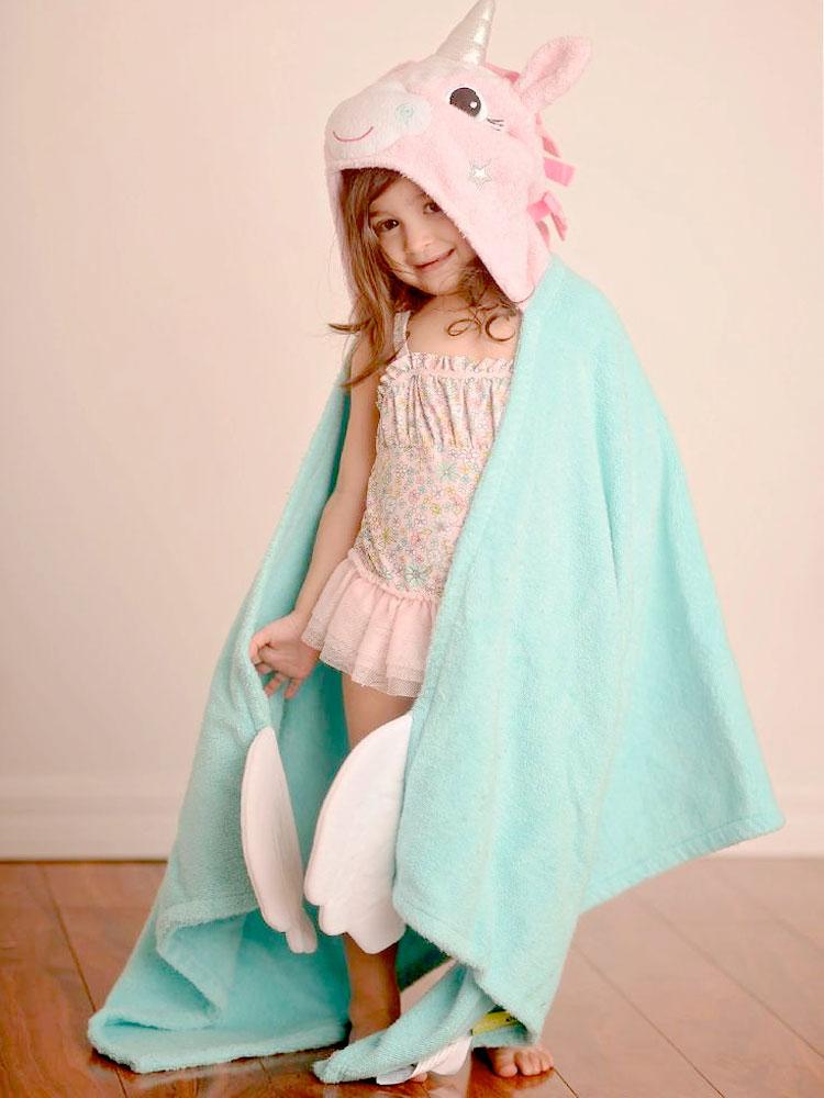 Zoocchini - Animal Cotton Kids Hooded Towel - Allie the Alicorn - 2 Years Upwards - Stylemykid.com
