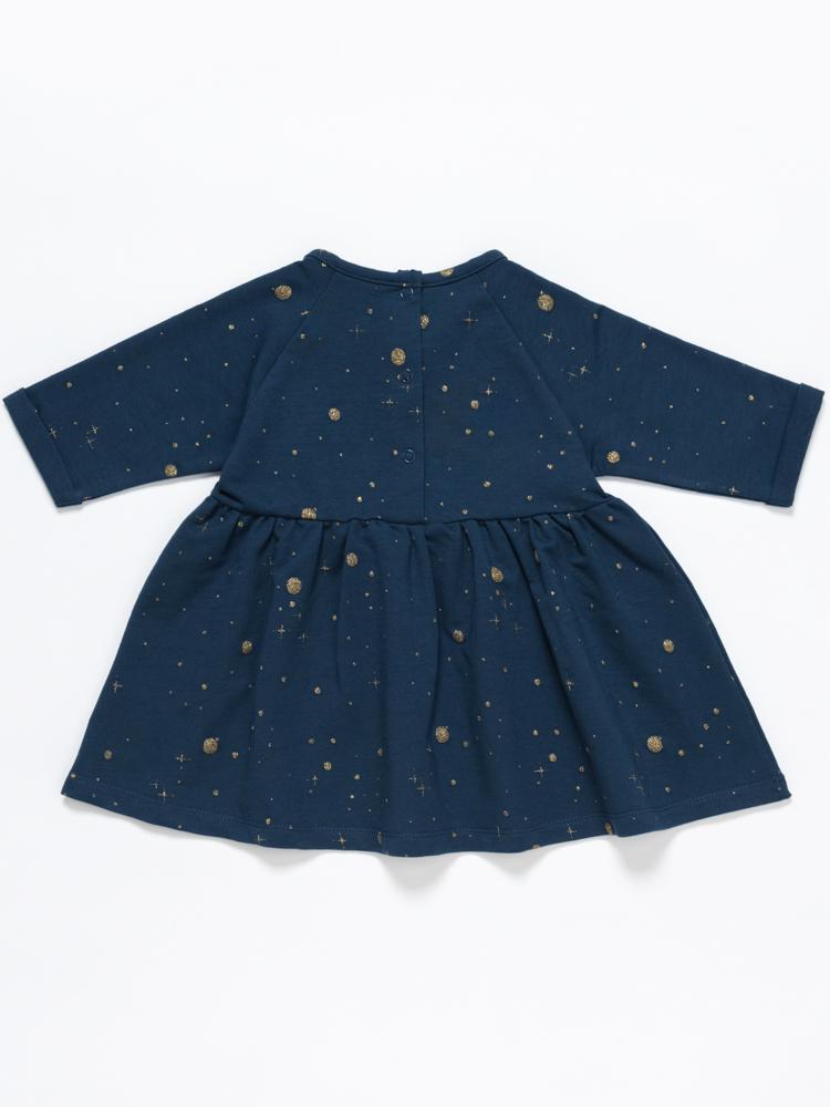 Artie - Girls Deep Blue Moon Sparkle Jacquard Dress 18M to 3Y - Stylemykid.com