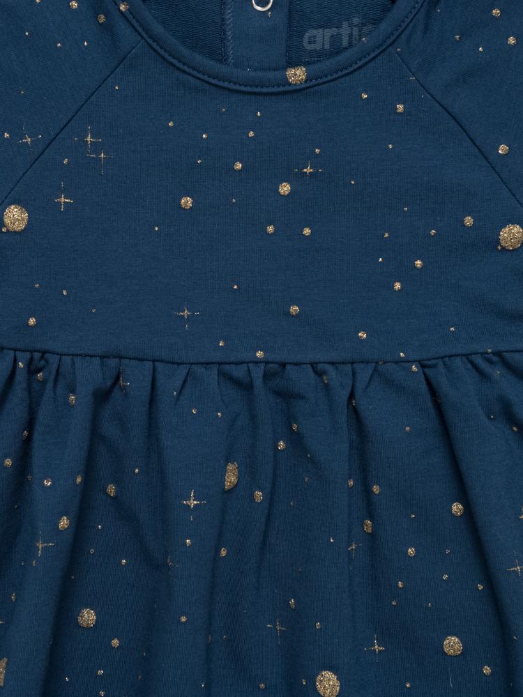 Artie - Girls Deep Blue Moon Sparkle Jacquard Dress 18M to 3Y - Stylemykid.com